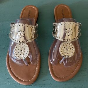 Gold Pierre Dumas (Jack Rogers knockoff) Sandals